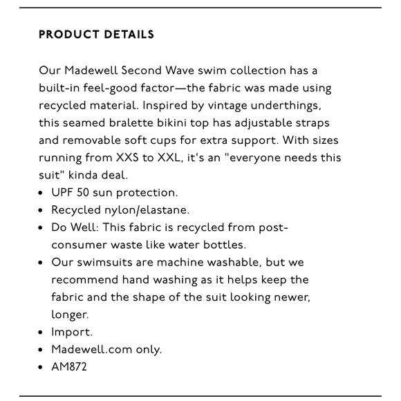 ⭐️Host Pick⭐️ 🆕 Madewell | Second Wave Retro Seamed Bikini Top - Picture 6 of 7